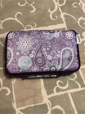 Fit & Fresh Insulated Zippered Lunch Bag Purple Paisley Floral 10x6x3"